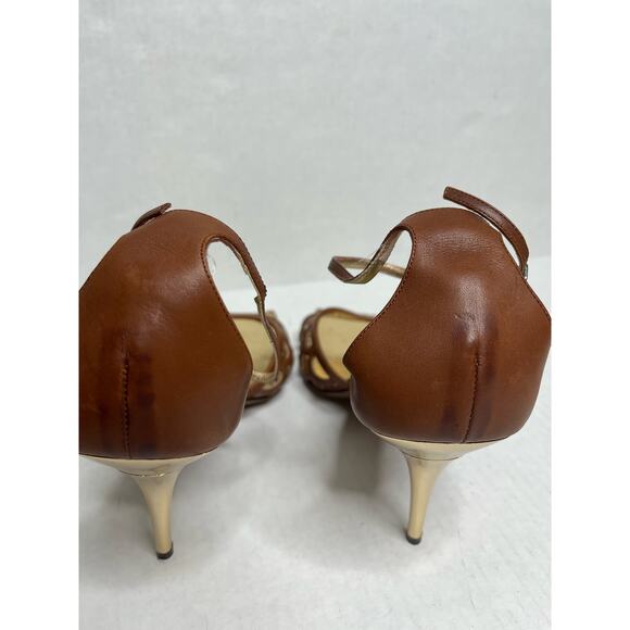 Moschino White Label Designer Brown Luxury Ankle Strap Open Square Toe Heels 9.5 - Picture 3 of 10